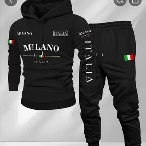 Milano Black Joggers with Italian Flag Detail